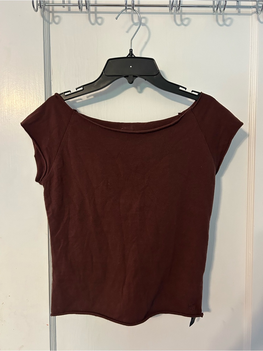 Urban Outfitters Brown Off-Shoulder Short Sleeve Top